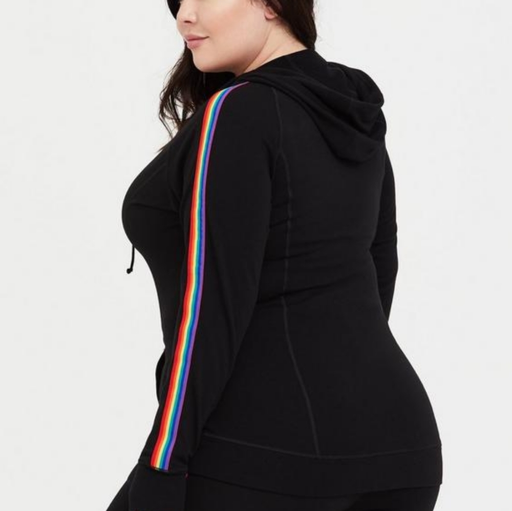 Torrid Slim fit Knit Rainbow Stripe Raglan Zip Up Hoodie